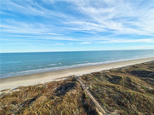 view of water feature featuring a beach view