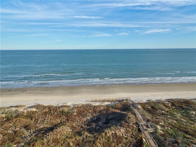 view of water feature featuring a beach view