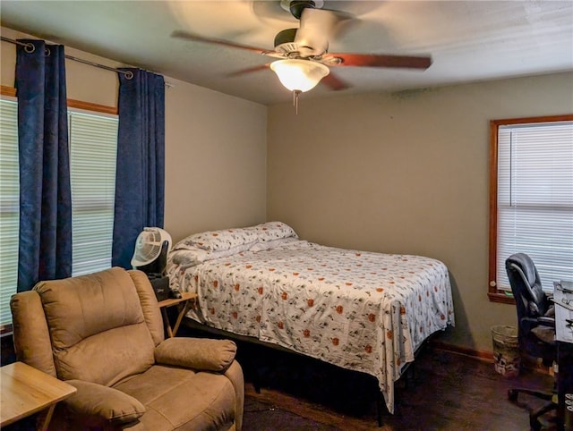 bedroom featuring ceiling fan