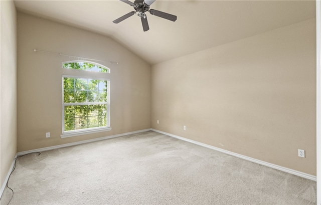 7418 Bar T Dr, Corpus Christi, TX 78414 - empty room featuring carpet flooring, ceiling fan, and vaulted ceiling