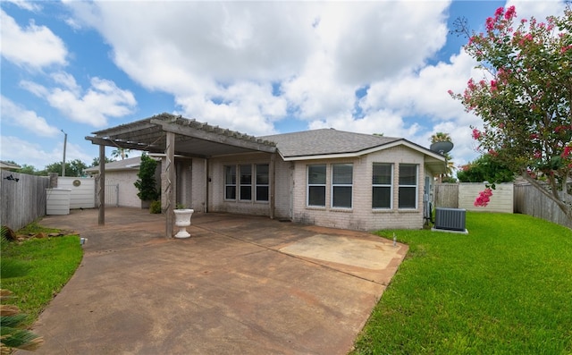 7418 Bar T Dr, Corpus Christi, TX 78414 - rear view of house featuring a patio, a fenced backyard, brick siding, and a pergola