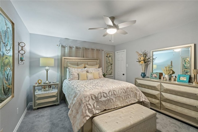 7425 Bourget Dr, Corpus Christi, TX 78413 - bedroom featuring carpet floors, baseboards, and a ceiling fan
