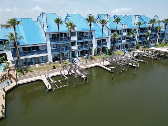 view of dock featuring a water view