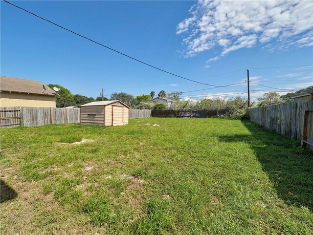 view of yard with a shed