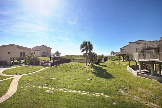 view of yard with a deck