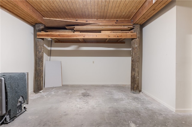 interior space featuring wood ceiling