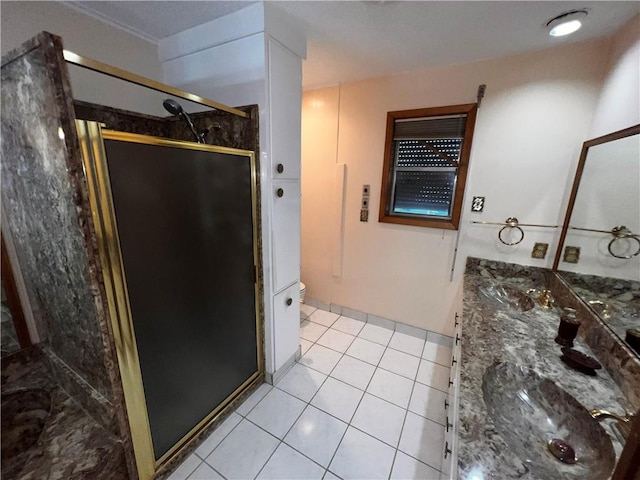 5445 Ocean Dr, Corpus Christi, TX 78412 - full bath with a shower stall, vanity, and tile patterned floors