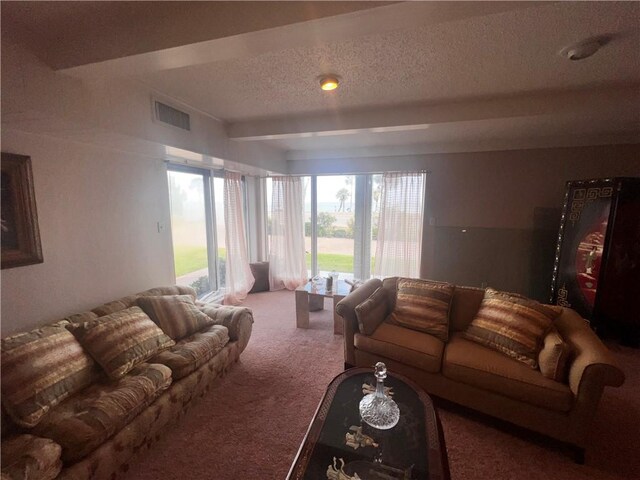 5445 Ocean Dr, Corpus Christi, TX 78412 - carpeted living room featuring a textured ceiling