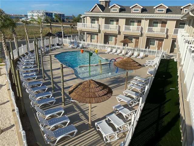 view of pool with a patio area