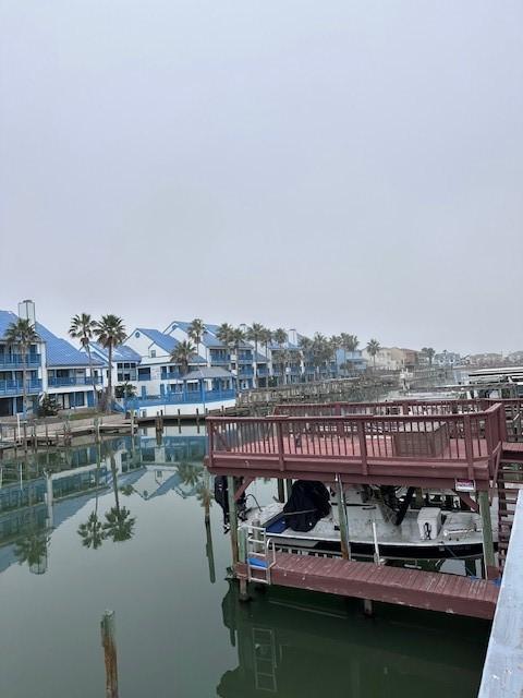 dock area featuring a water view