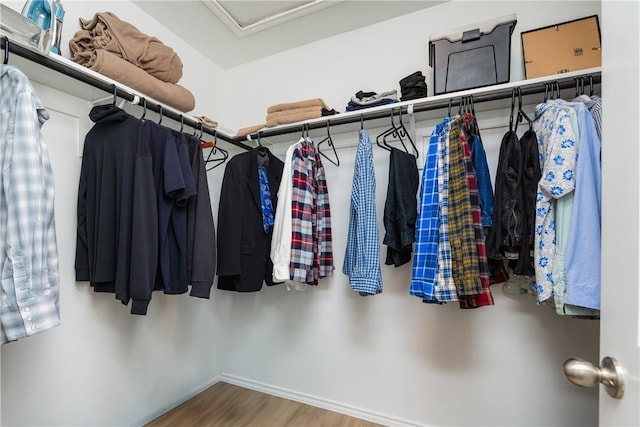 spacious closet featuring wood finished floors