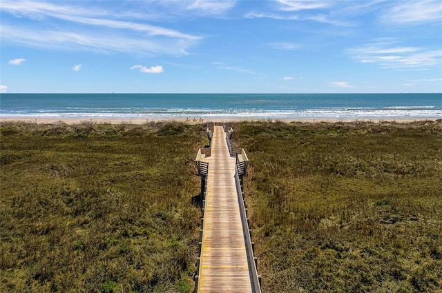 view of water feature featuring a view of the beach