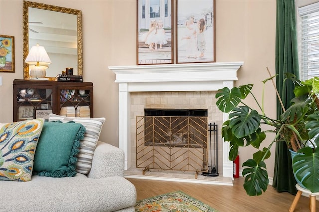 sitting room featuring wood-type flooring