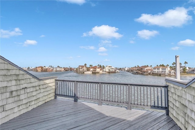 deck with a water view