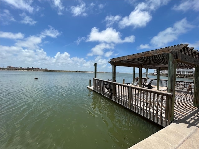 dock area featuring a water view