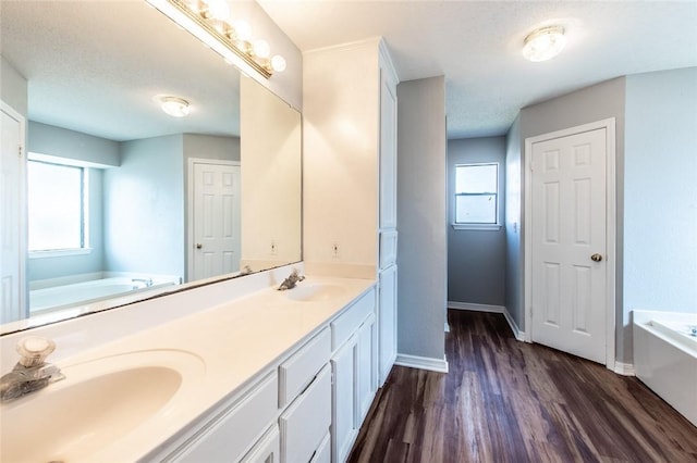 full bathroom with a bath, a wealth of natural light, and a sink