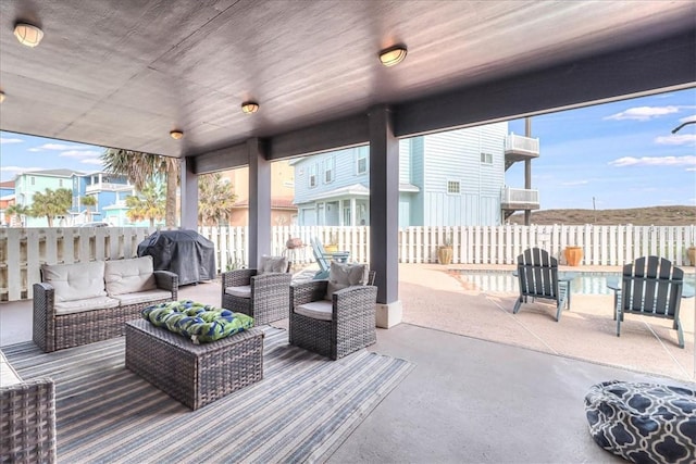 view of patio / terrace with area for grilling and an outdoor living space