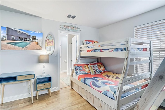 bedroom featuring light hardwood / wood-style flooring