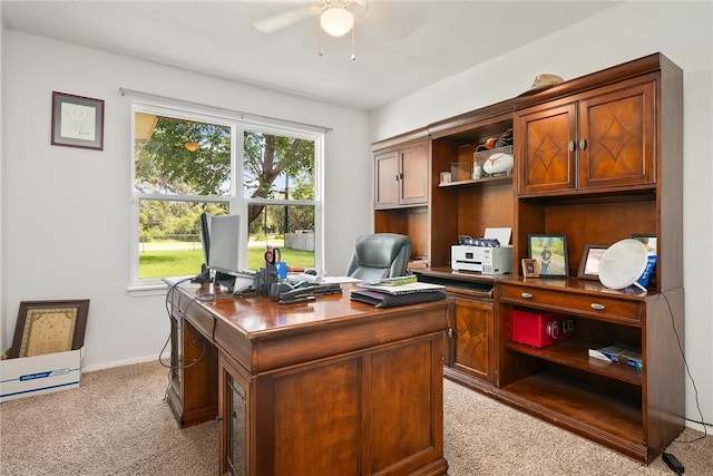 1689 Mooney Ln, Ingleside, TX 78362 - office area featuring light carpet and a ceiling fan