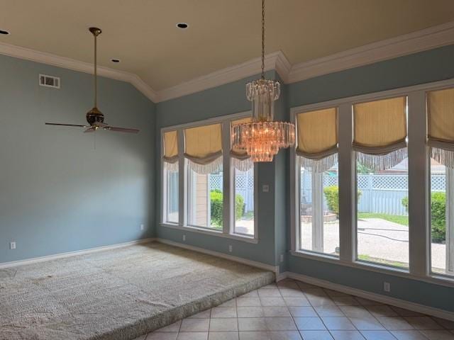 718 Broadway Blvd, Portland, TX 78374 - unfurnished dining area featuring healthy amount of natural light, ornamental molding, tile patterned floors, baseboards, and lofted ceiling