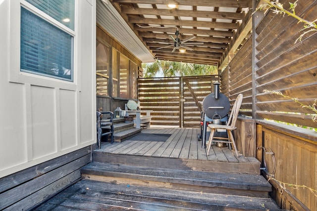 deck featuring ceiling fan