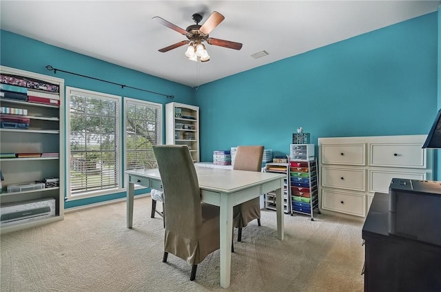 5918 Woodmere Dr, Corpus Christi, TX 78414 - carpeted dining area featuring ceiling fan and a desk