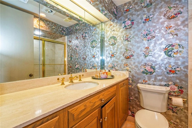 4500 Ocean Dr Unit 9A, Corpus Christi, TX 78412 - full bathroom featuring wallpapered walls, vanity, and a stall shower