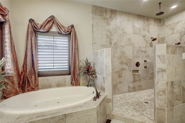 bathroom with independent shower and bath