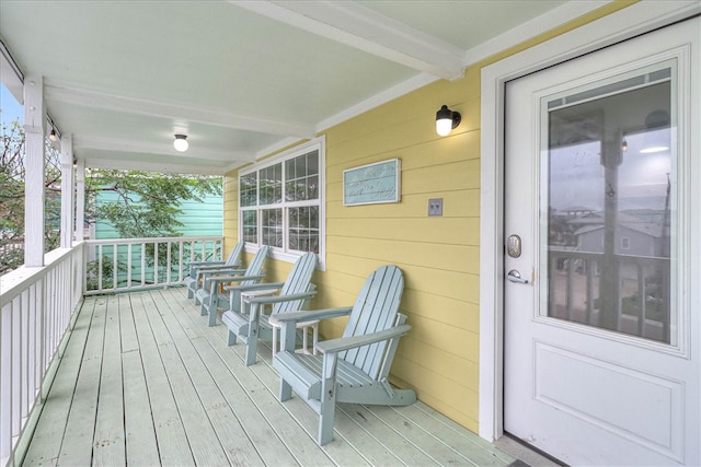 deck with covered porch