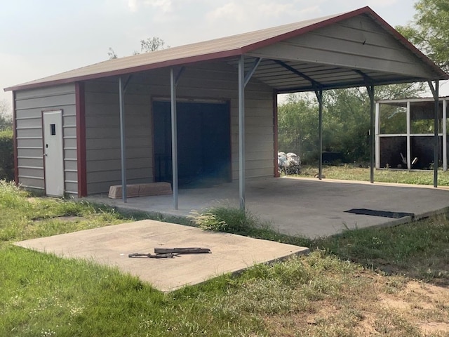 view of parking with a carport