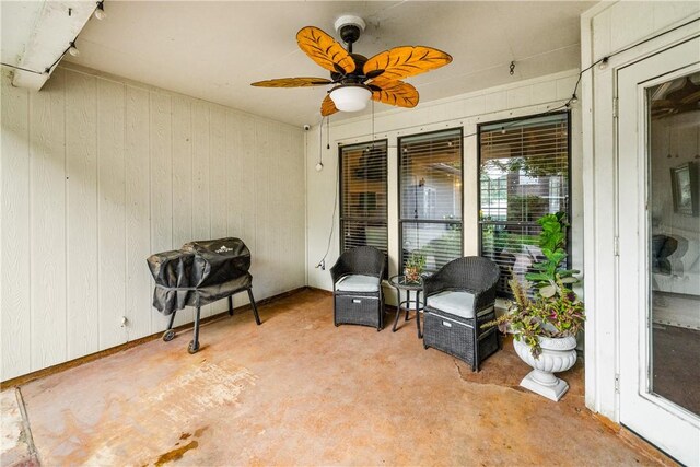 4442 Lake Superior Dr, Corpus Christi, TX 78413 - view of patio / terrace with ceiling fan, french doors, and a grill