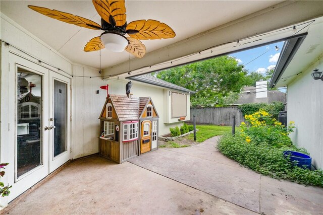 4442 Lake Superior Dr, Corpus Christi, TX 78413 - view of patio with french doors and a ceiling fan