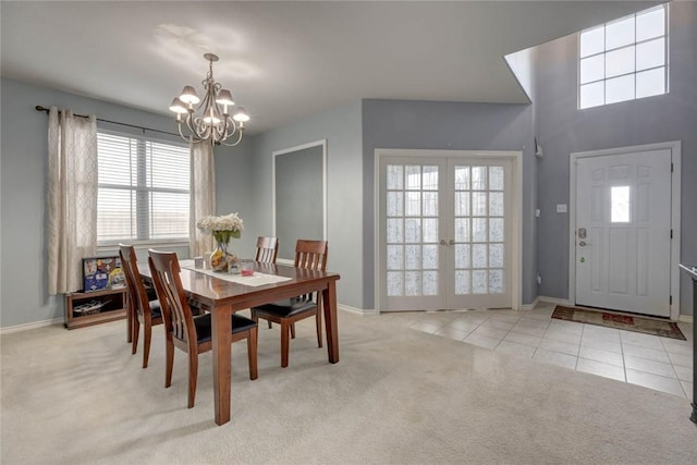 6517 Macarena Dr, Corpus Christi, TX 78414 - dining room featuring french doors, baseboards, and an inviting chandelier