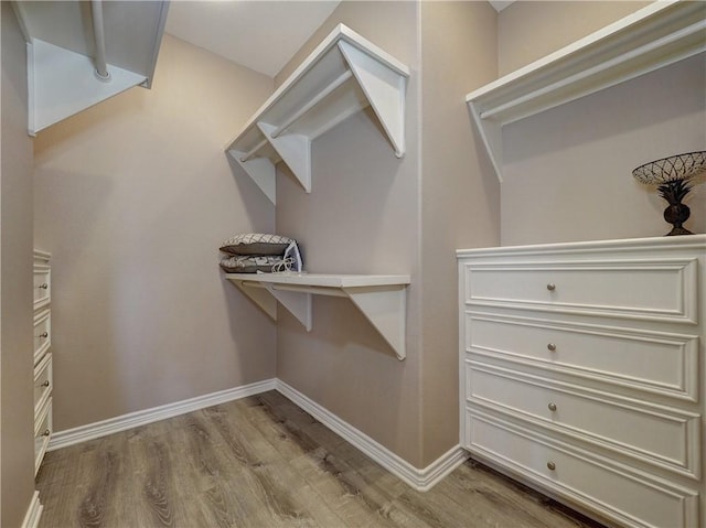 spacious closet featuring light hardwood / wood-style floors