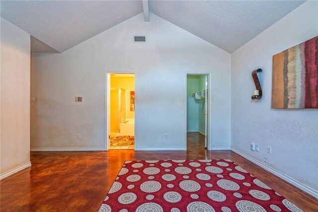 4102 Castle Valley Dr, Corpus Christi, TX 78410 - unfurnished room with beamed ceiling, baseboards, and high vaulted ceiling