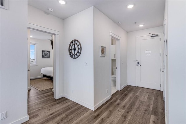 foyer featuring dark hardwood / wood-style flooring