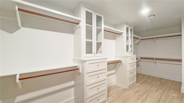 spacious closet featuring light hardwood / wood-style flooring