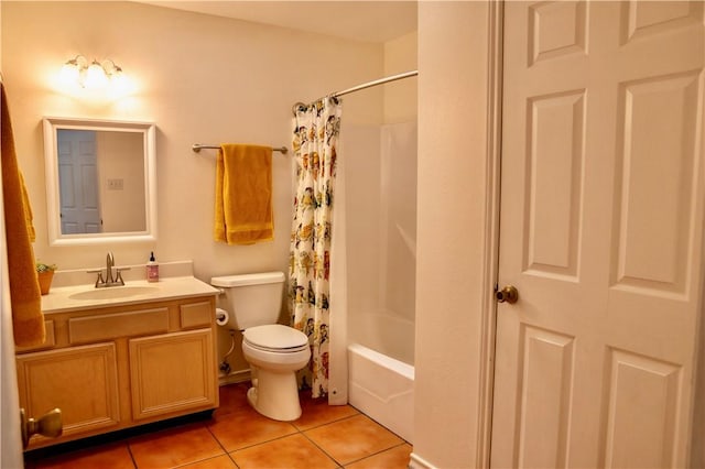 2821 Quebec Dr, Corpus Christi, TX 78414 - full bathroom featuring tile patterned flooring, vanity, toilet, and shower / tub combo