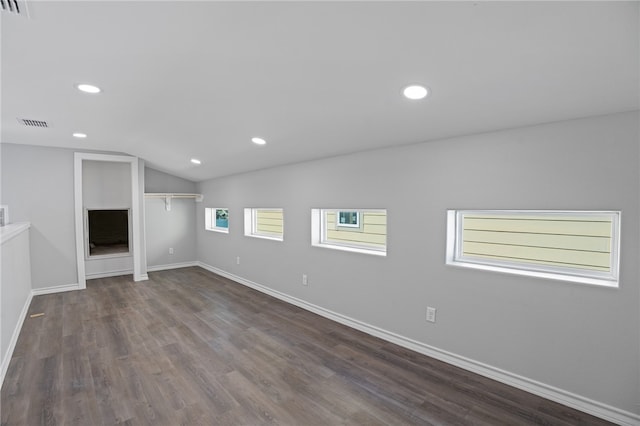 interior space with dark hardwood / wood-style flooring