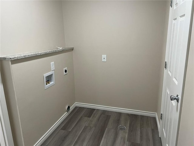 306 Circle Dr, Corpus Christi, TX 78412 - laundry room featuring hookup for an electric dryer, wood finished floors, hookup for a washing machine, and baseboards