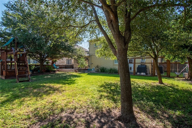 view of yard with a playground