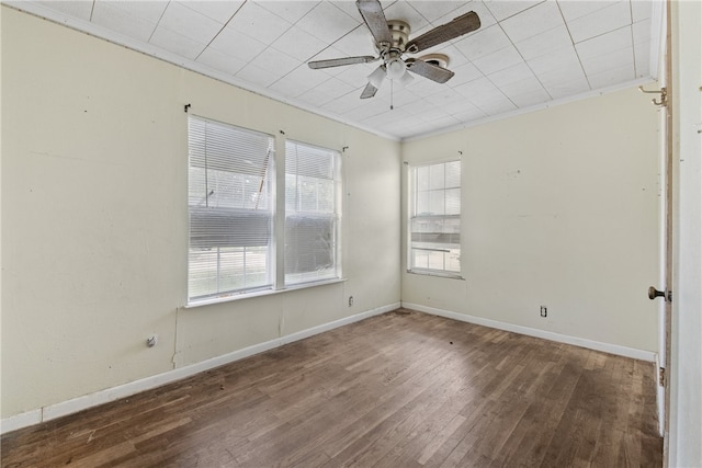 4833 Larcade Dr, Corpus Christi, TX 78415 - spare room featuring wood finished floors, ceiling fan, and crown molding