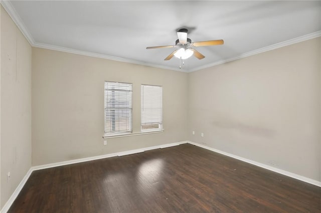 2046 Beckworth, Corpus Christi, TX 78410 - unfurnished room featuring dark wood-type flooring, baseboards, ceiling fan, and ornamental molding