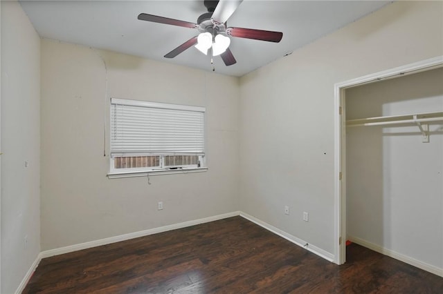 2046 Beckworth, Corpus Christi, TX 78410 - unfurnished bedroom featuring a closet, wood finished floors, baseboards, and a ceiling fan