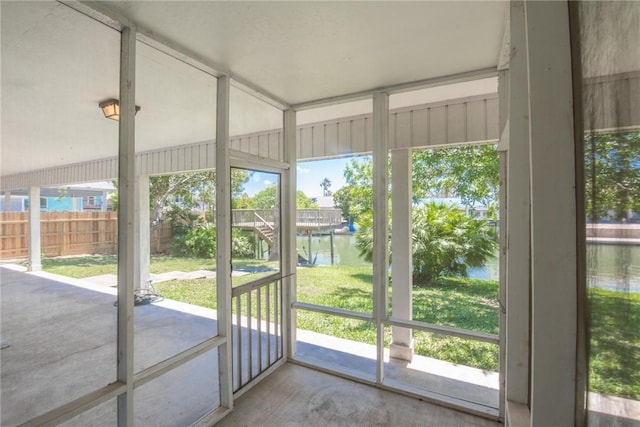 doorway featuring a water view