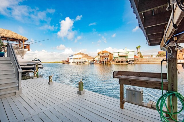 view of dock featuring a water view