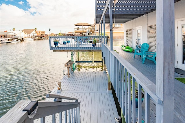 dock area featuring a water view