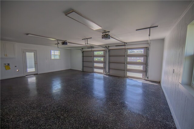 garage with a garage door opener