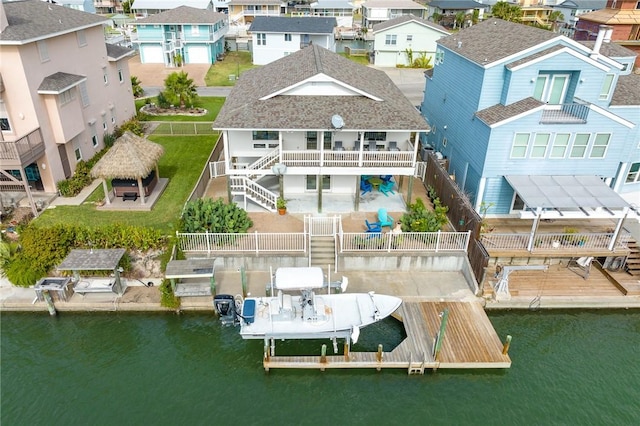 213 Port, Saint Claire, City By The Sea, TX 78336 - aerial perspective of suburban area with a large body of water