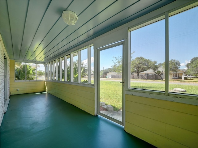 view of unfurnished sunroom